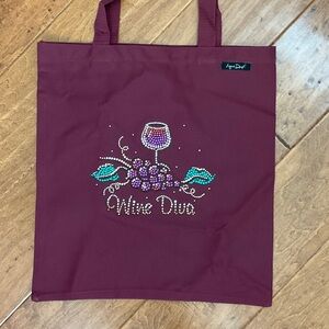 Burgundy Tote with rhinestones Wine Diva